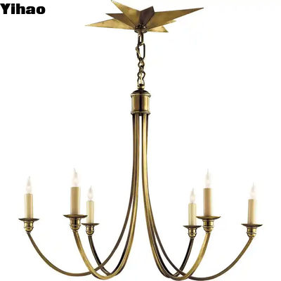 comprare Lampadario da ingresso in ottone finitura cromo da 60 Watt con cristalli e 6 luci fabbricazione online