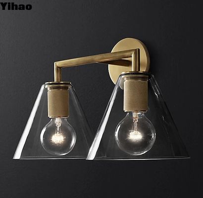 comprare 40w*2 Lampade da parete decorative di ottone spazzolato Lampade da parete di ottone comprese fabbricazione online