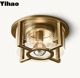 comprare Lampade da soffitto di lusso a cristallo rigido e scure con finitura in ottone fabbricazione online