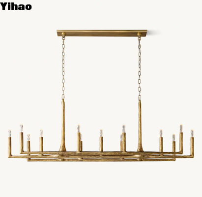 comprare 72' Vintage Farmhouse Chandelier con G9 Antico Lanterna di ottone Luce pendente fabbricazione online