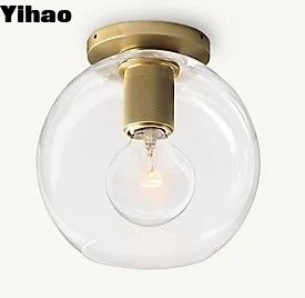 comprare Lumiere di soffitto di lusso in vetro soffiato Lumiere di soffitto in ottone 40w fabbricazione online