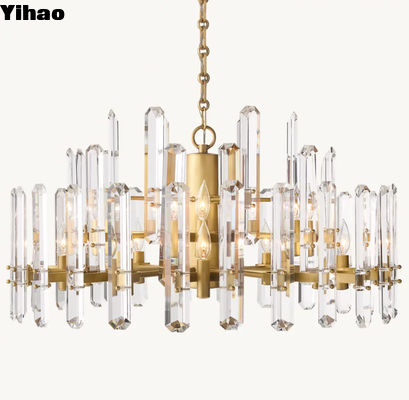 comprare OEM ODM candelabro da soffitto in ottone di cristallo moderno con tipo di lampadina incandescente fabbricazione online