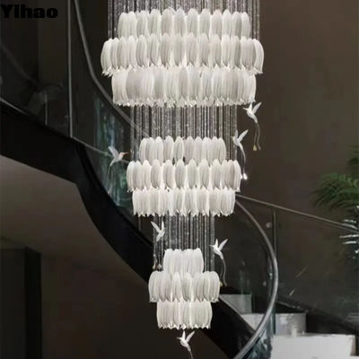 comprare Soluzione di illuminazione per lampadari di scala di lusso in cristallo fabbricazione online