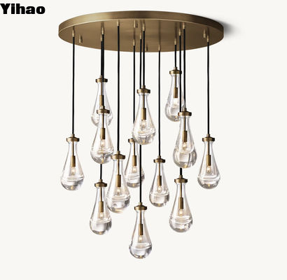 comprare E12 / Candelabro Candelabro da soffitto in ottone Candelabro rotondo a goccia di pioggia da 36' fabbricazione online