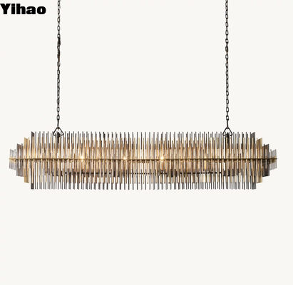 comprare Lampiera di vetro in ottone con appeso nero a LED per il foyer Cromo Finitura 60 watt fabbricazione online