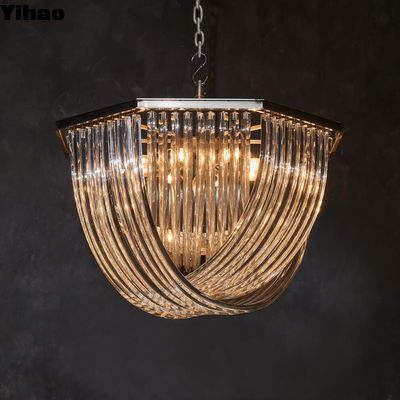 comprare Pendente in vetro crocifisso soffitto di cristallo montato lampadario con finitura in ottone fabbricazione online