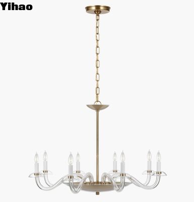 comprare PCD 5020 Brigitte Gran candelabro vetro trasparente e nichel lucido / ottone antico strofinato a mano fabbricazione online