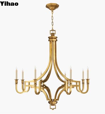 comprare CHC 1562 Gran candelabro di Mykonos di ferro invecchiato / candelabro di cristallo in ottone antico bruciato fabbricazione online