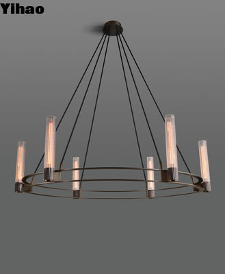 comprare Lustre circolare in ottone massello Pastis 2228 di diametro 48 X 60 OAH di vetro borosilicato a canna fabbricazione online