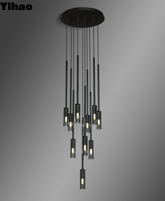 comprare Lampadario circolare moderno in ottone regolabile in altezza con pendente ovale in cristallo fabbricazione online