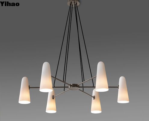 comprare Lampadario moderno in ottone Montfalcon con attacco E12 e altezza regolabile fabbricazione online