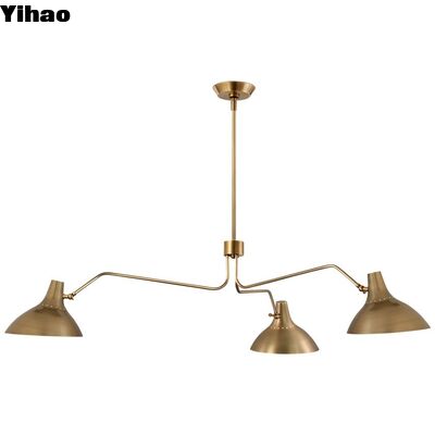 comprare YH Industrial Vintage Copper Brass Crystal Chandelier con luce LED bianca calda 3500K e altezza regolabile per la cucina soggiorno fabbricazione online