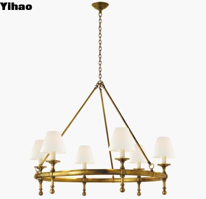 comprare Yihao American Style 6 luci lampadario in ottone massello con 3500K LED bianco caldo e 5 anni di garanzia fabbricazione online