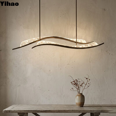 comprare YH Minimalista Lustre di bronzo in ottone antico con ombra di cristallo e 3500K luce LED bianca calda per la sala da pranzo fabbricazione online