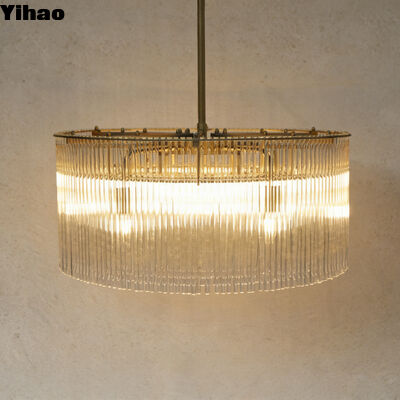 comprare Quattro strati candelabro in ottone antico con cristallo vetro LED lampada a sospensione per sala da pranzo in soffitto alto fabbricazione online