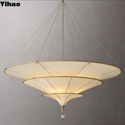 comprare Yihao Custom Medieval Style Multi-Layer Ceramic Pendant Light Umbrella in forma di lampadari per sale espositive fabbricazione online