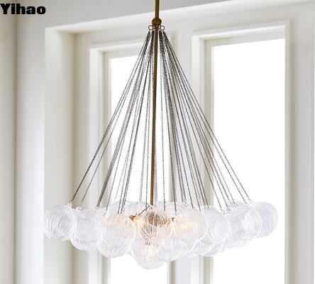 comprare Yihao Simple Vintage Brass Finish Pendentile Candelero con 2700K Calda Luce Bianca per Modern Simple Luxury Living Room fabbricazione online