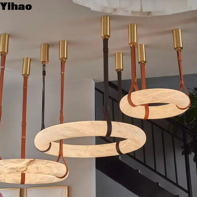 comprare Moderno lampadario a LED con anello di marmo con temperatura di colore personalizzabile 50000 ore durata di vita Fabbricazione in ottone di alabastro per stile di lusso moderno semplice fabbricazione online