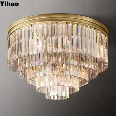 E12 / Candelabra Art Crystal Moderno Copper Ceiling Light AC 85V-265V