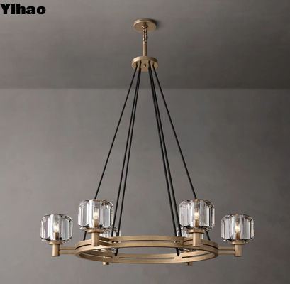 Lustre di vetro di ottone su misura Lustre di demareto di vintage Lustre rotondo 36'