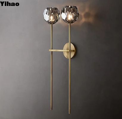 Fumo di ottone massello K9 vetro Fancy luci da parete per il soggiorno camera da letto