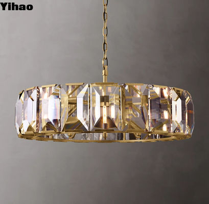 Harlow Crystal Round Chandelier 43' 'Brasso RH Crystal Chandelier Con Coppa di Lampada verso l'alto