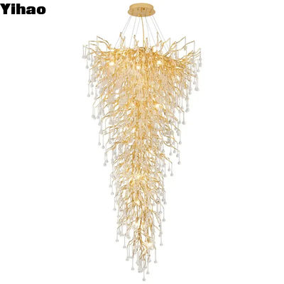 Lampada a incandescenza di ottone lampadario di cristallo soffitto di luce cablata