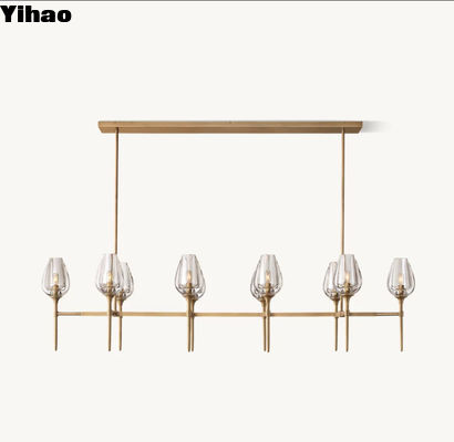 Lustre in ottone d'epoca su misura Lustre lineare di tulipani 65'