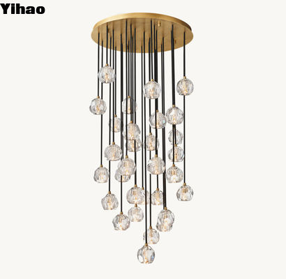 Boule De Cristal cristallino di vetro rotondo a grappolo candelabro su misura 30' con finitura vintage