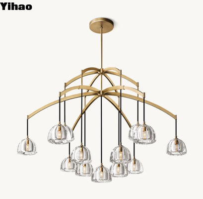 Candelabri da soffitto contemporanei in ottone lucidato a cristallo