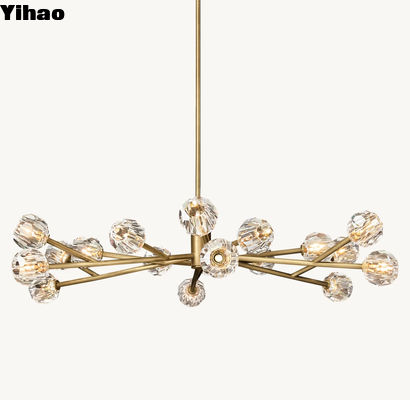 Lustre circolare di cristallo trasparente di ottone 18-Light La soluzione di illuminazione interna perfetta