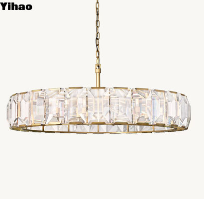 Candelabro di cristallo americano di fascia alta Harlow Crystal Round Chandelier 60'