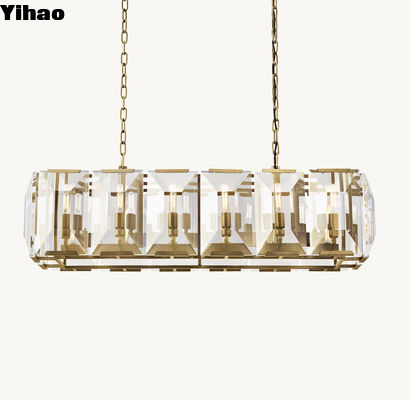 Ristorante Luxury Crystal Chandelier Harlow Crystal Rectangular Chandelier 42