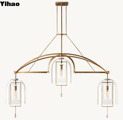 American Style Fulcrum Linear Brass Chandelier con Vintage Brass Finish 48,2 kg