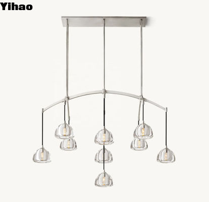 Lustre di cristallo moderno in stile vetro dorato con dimensione D 122cm