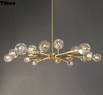 Moderno lusso lampadario rotondo in stile cristallino con montatura in ottone D 153cm