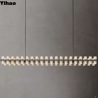 Luxury Large Gold Rectangular LED Chandelier Modern Decor Crystal Room Hanging For Bedroom Living Room
