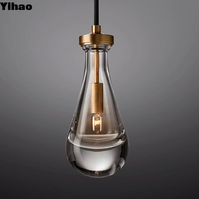 34*34*18cm Lampada da camera moderna in ottone antico bruciato con quattro canne di vetro traslucide