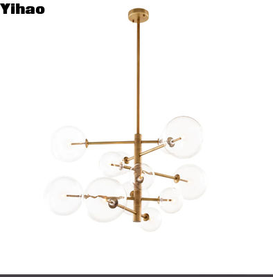 Moderno lusso lampadario a sfera di vetro trasparente soffitto decorativo interno LED lampadario moderno