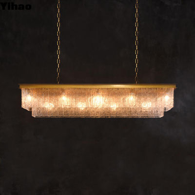 Montaggio del soffitto lampadario di cristallo interno con corteccia pendente rettangolare dimensione 124cm/49