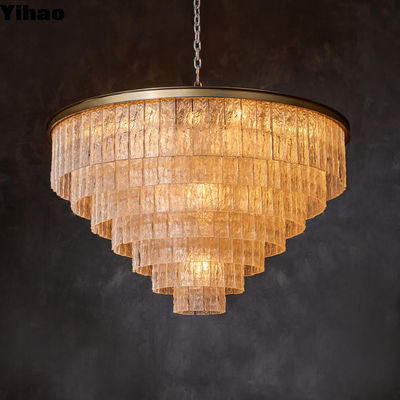 Bark 7 Ring Cerchio rotondo lampadario pendente luce in ottone e vetro ambra
