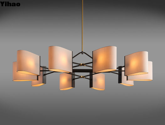 Lustre circolare in ottone massello Dessay 2307 60 DIA X 60 OAH Nuvole di seta avorio