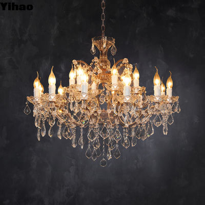 Lustre di cristallo francese retrò 18 lampadine dimmabile con catena regolabile / bastone