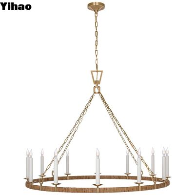 Corpo in ottone altezza regolabile ombra cristallina LED pendente illuminazione lampadario per soffitti alti
