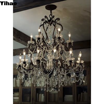Custom Design Luxury Crystal Shade Pendant Light Chandelier con 50000 ore di vita per illuminazione di villa