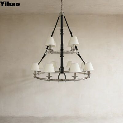 Antico ottone due livelli anello candelabro moderno lusso sala da pranzo pendente soffitto luce con 5 anni di garanzia