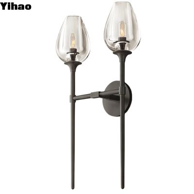 Yihao Vintage Solid Brass Wall Lamp con Glass Crystal Shade e 2700K Warm White Lighting