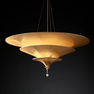Lampadario di lampada a pendente di rame a LED personalizzato con design vintage dimmabile per soffitti alti